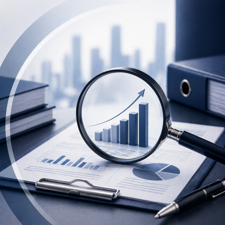 Esperto che effettua una valutazione d'azienda con analisi di grafici finanziari
